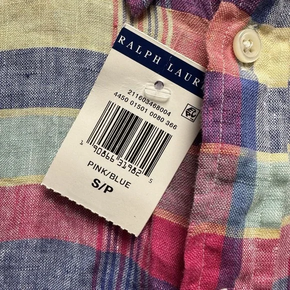 Polo Ralph Lauren NEW Men's Small Multicolor Plaid Linen Pony Button Down Shirt